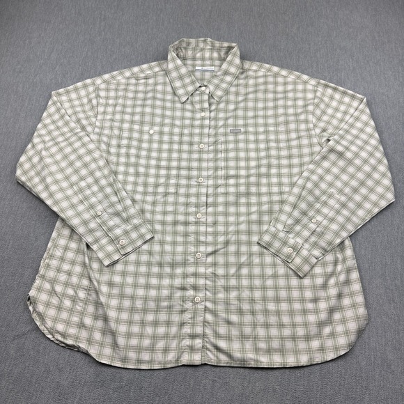 Columbia Tops - Columbia Shirt Women 1X Green Plaid Silver Ridge Utility Long Sleeve Lightweight